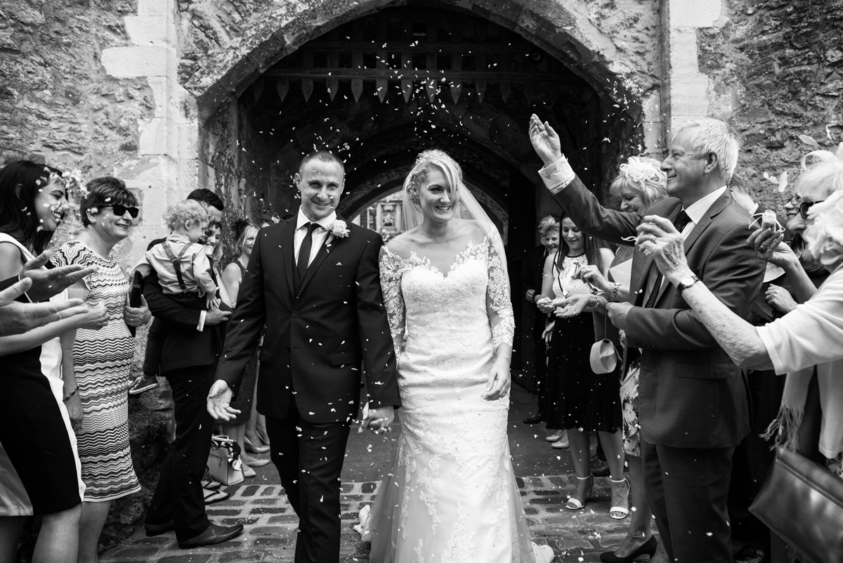 Confetti photograph of Paul and Lexy on their wedding day