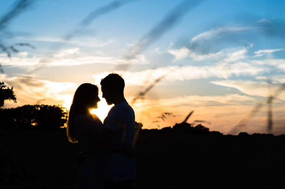 Silhouette of Jade & Stuart during their engagement photoshoot in Kent