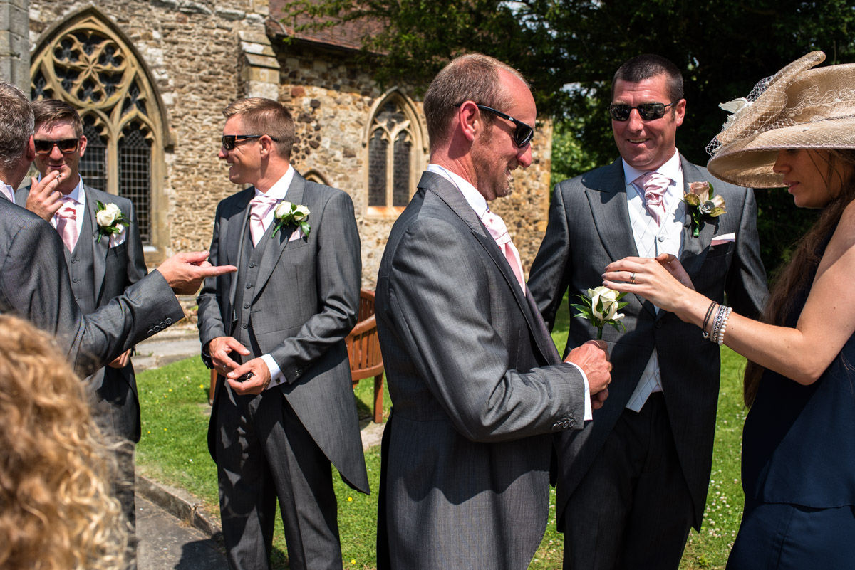 Kif and his groomsmen at Kent Church wedding in Marden