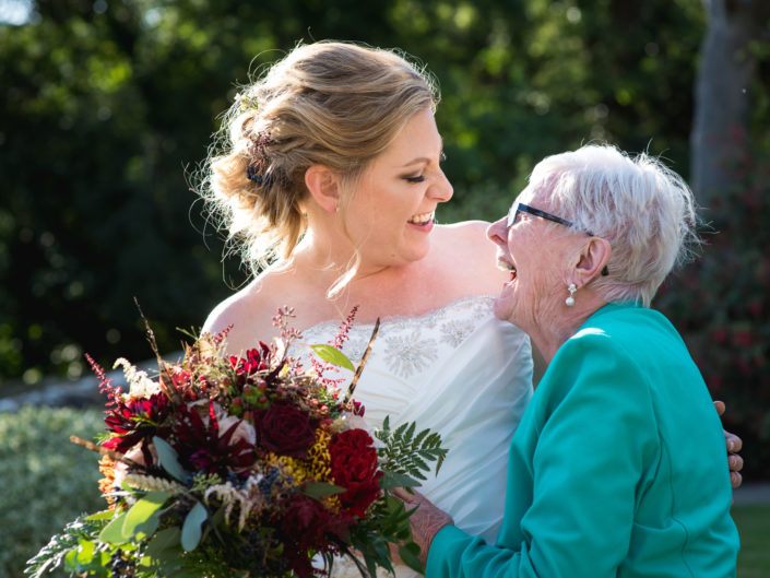 Photograph of Lianne and her gran at Lympne castle wedding in Kent