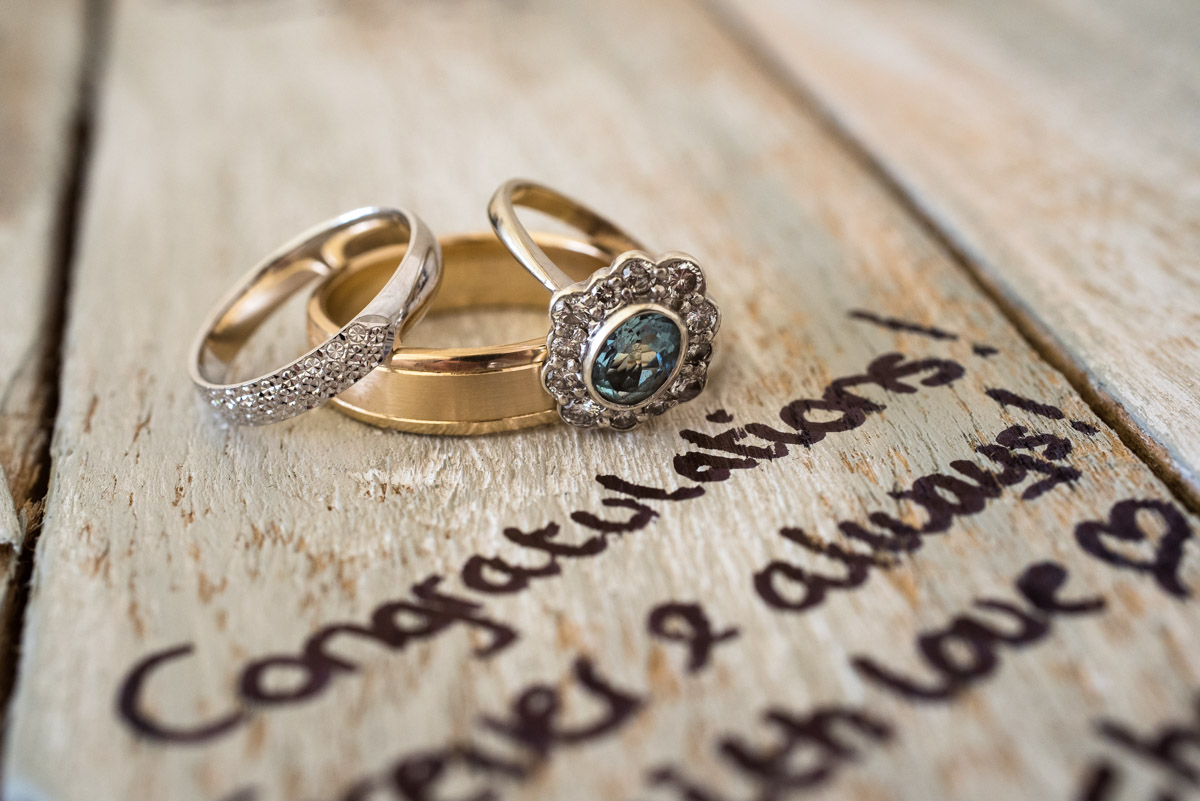 Photograph of James and Ellie's wedding rings