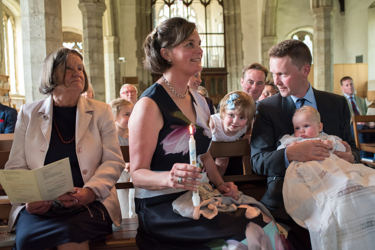 Photograph of Christening proceedings in Kent church