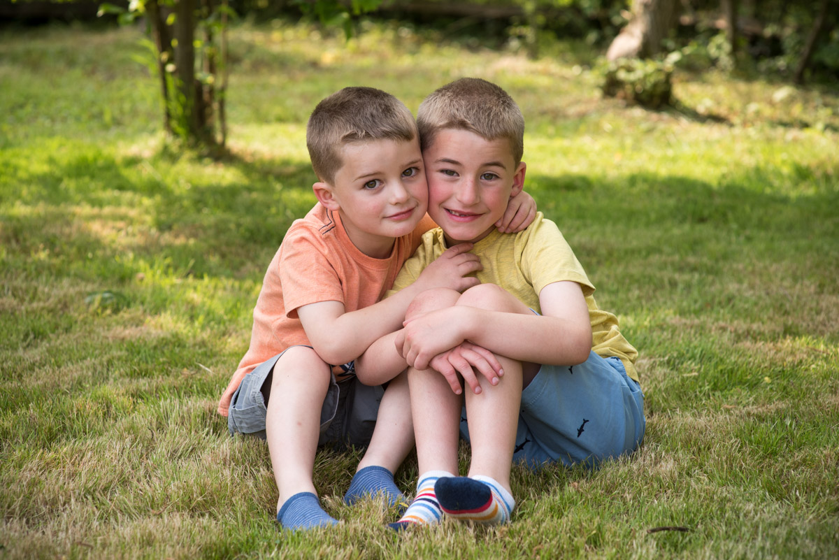 Two boys are photographed in Kent garden