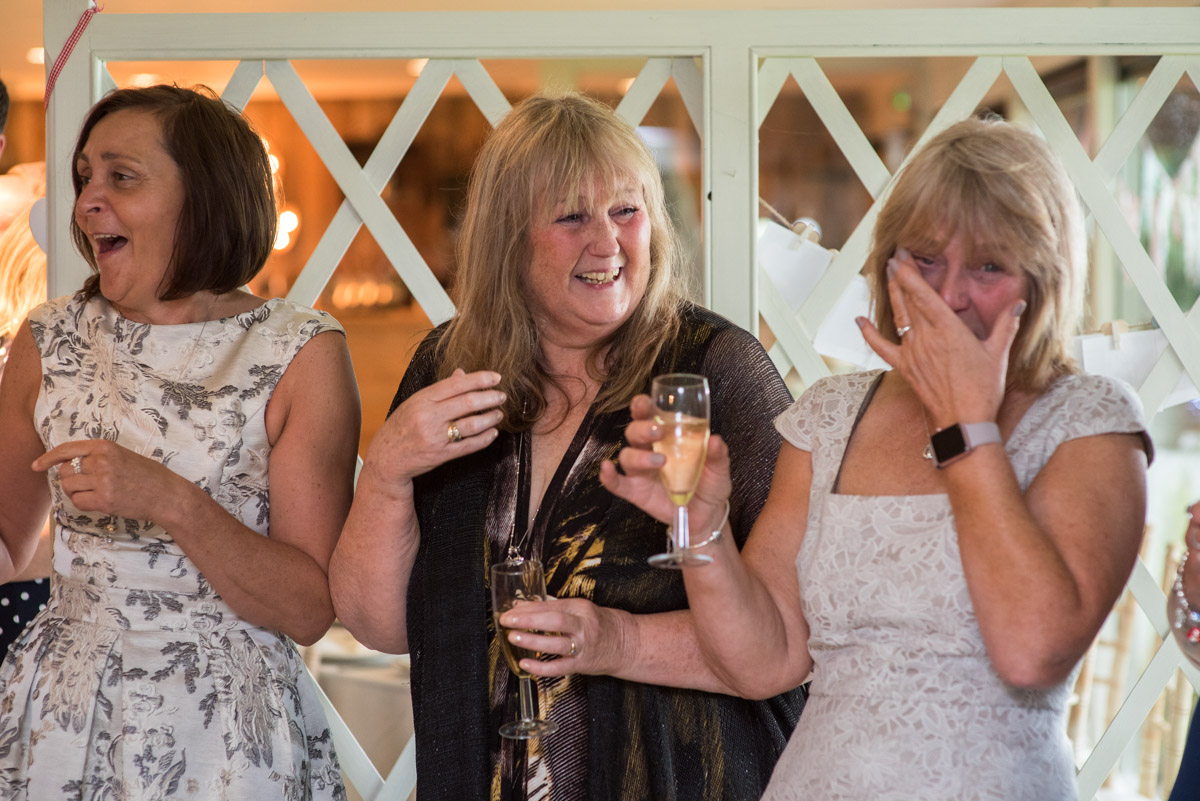 Lee's mum sheds a tear during her sons speech on his wedding day