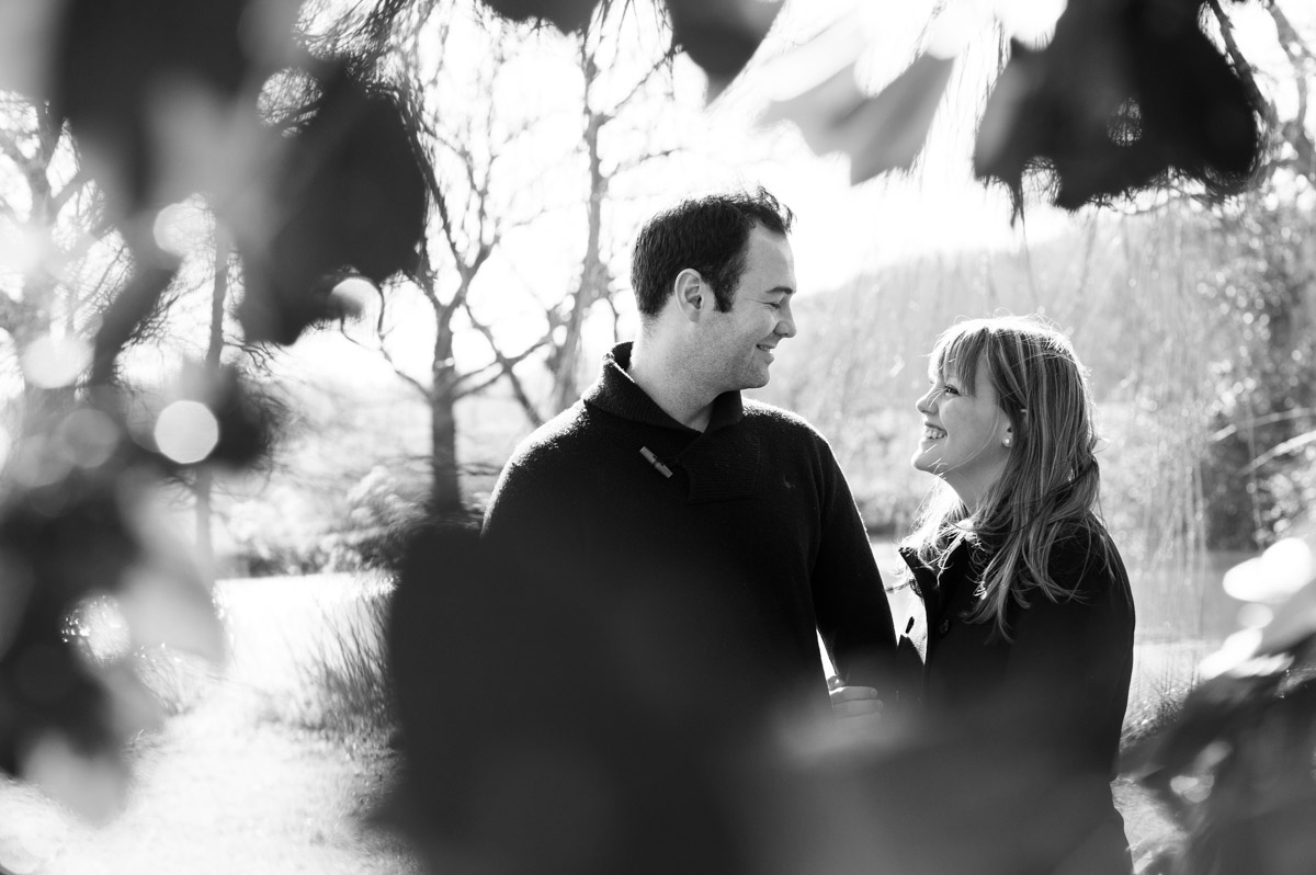 Black and white photograph of couple during their pre wedding photo session
