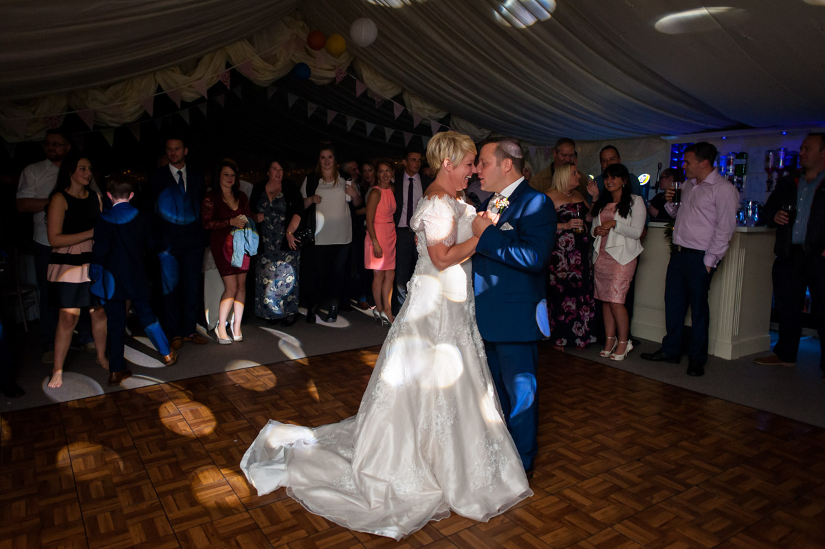 Photograph of Kelly and Stuarts first dance at Hayne Barn House wedding