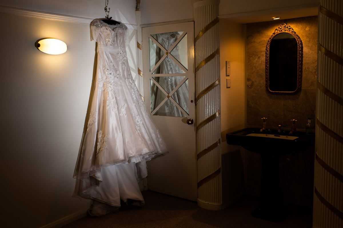 wedding dress at Hayne Barn House