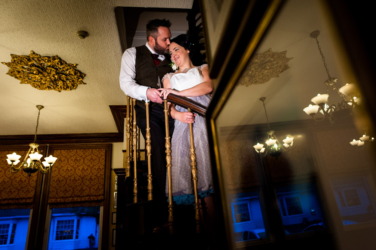 wedding Photograph of Laura and Daniel together at Shepherd Neame brewery