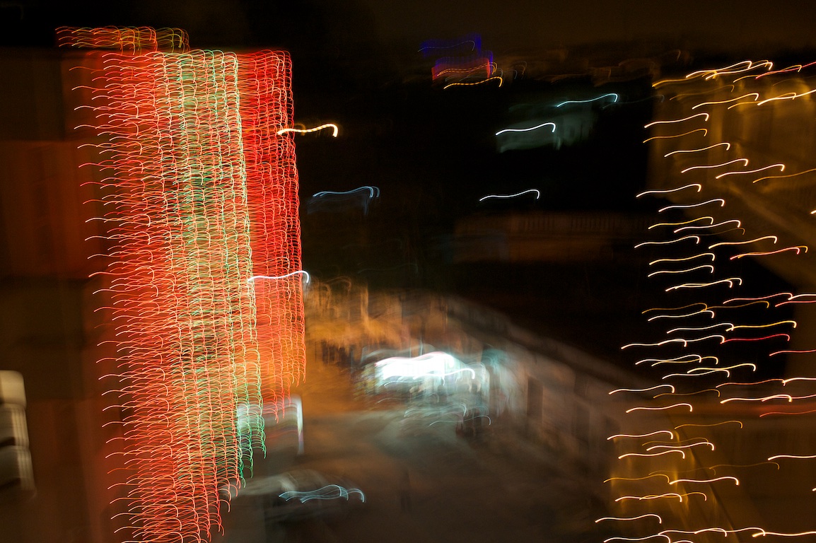 Blurred effect of photograph of street lights in varanasi
