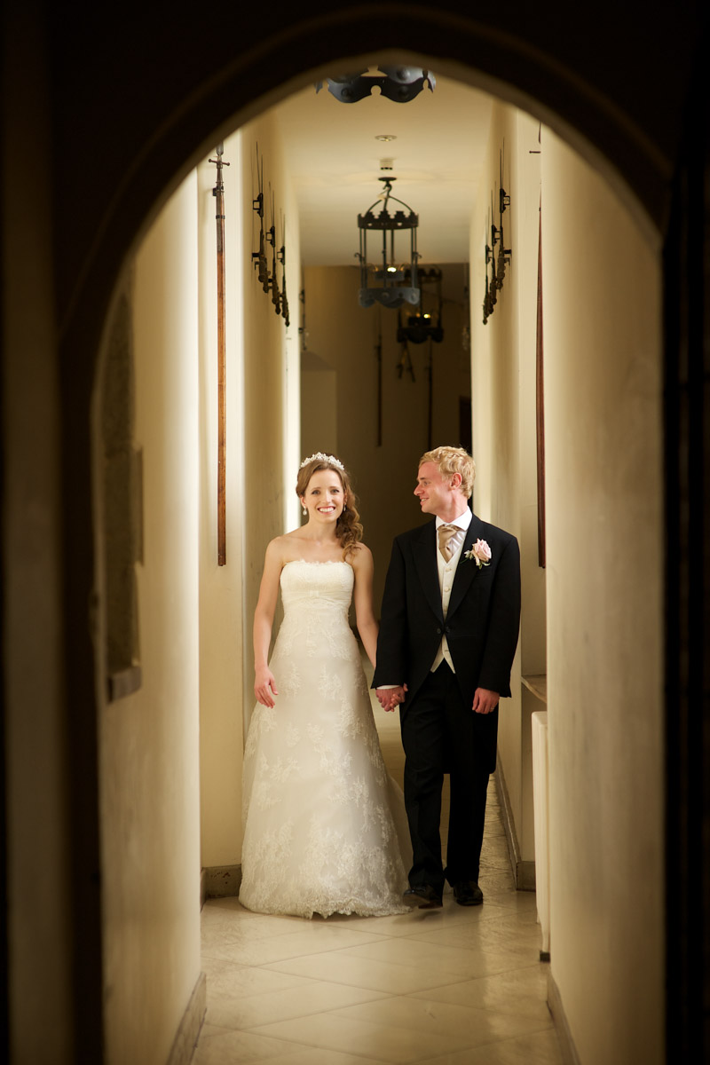 timea and edmund are photographed in leeds castle on their wedding day