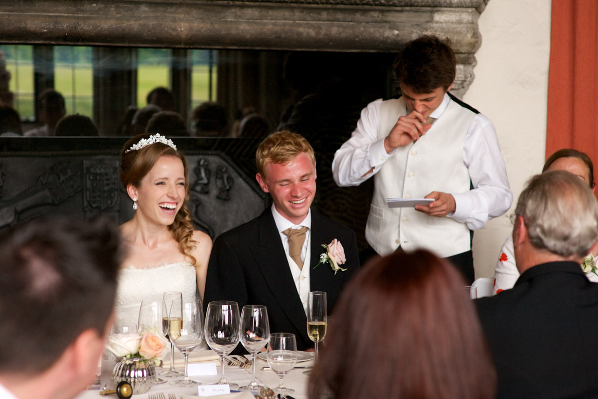 best man makes his wedding day speech at timea and edmunds reception at leeds castle in kent