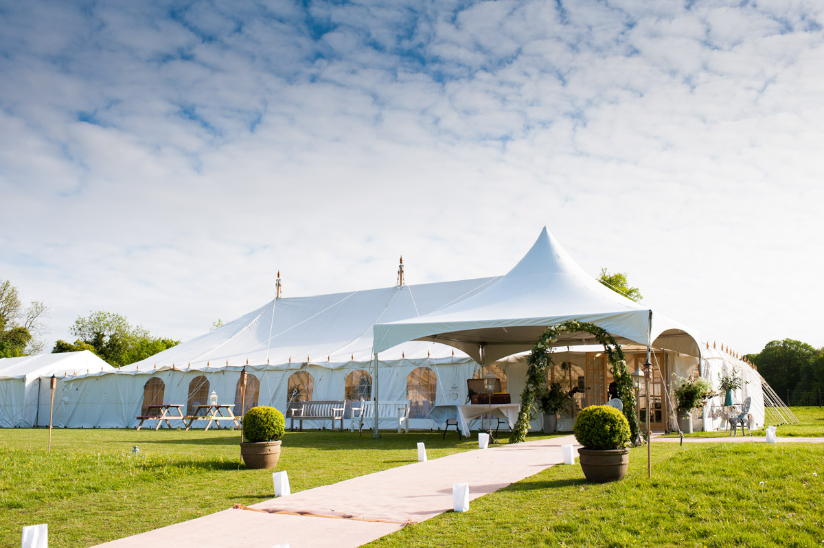 Photograph of wedding marquee on summer day