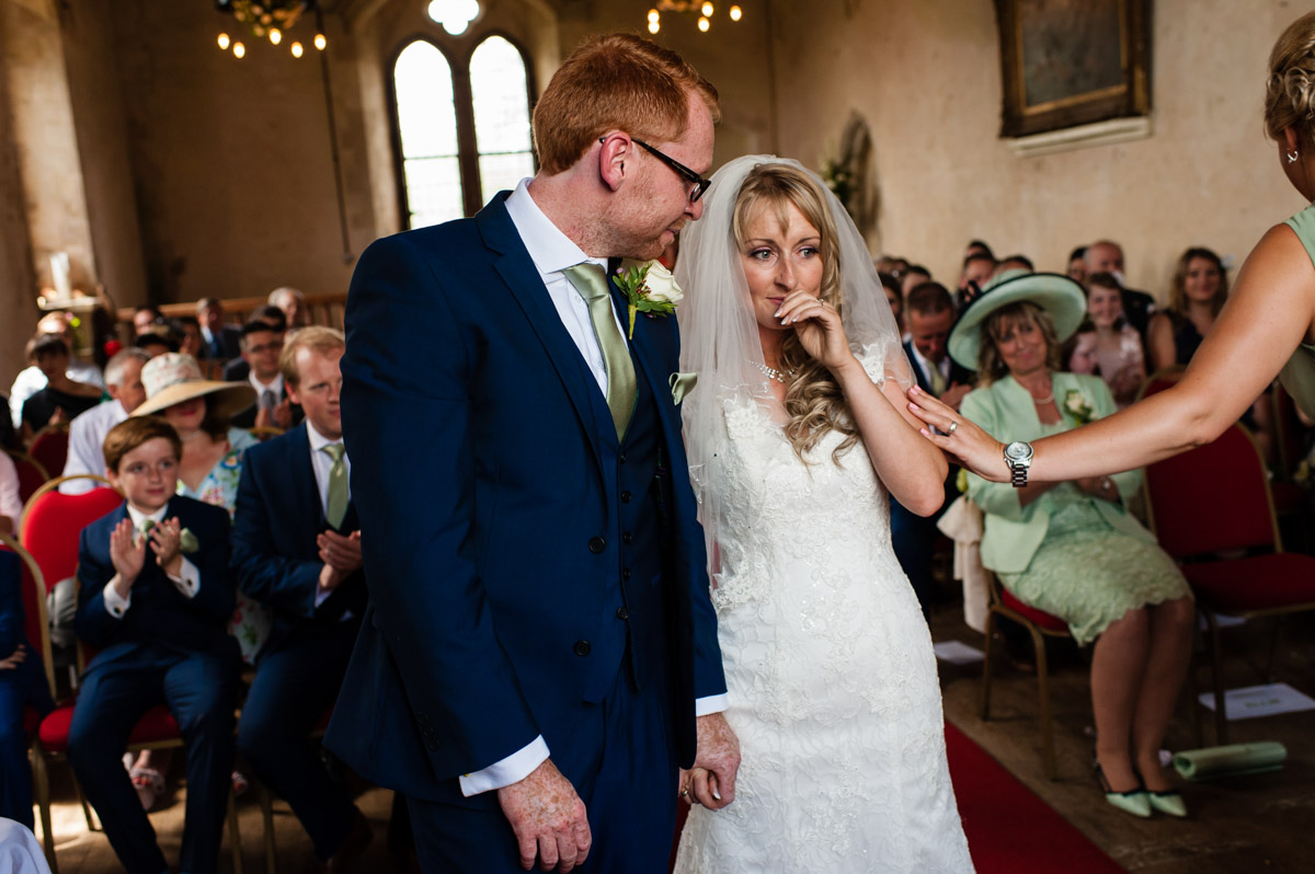Selina is emotional during her st augustines priory wedding ceremony