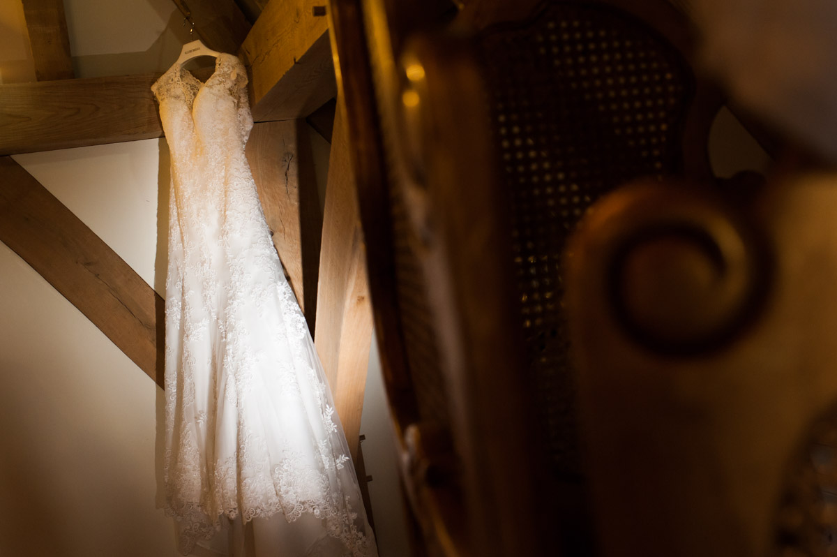 Wedding dress photograph at The Old Kent Barn