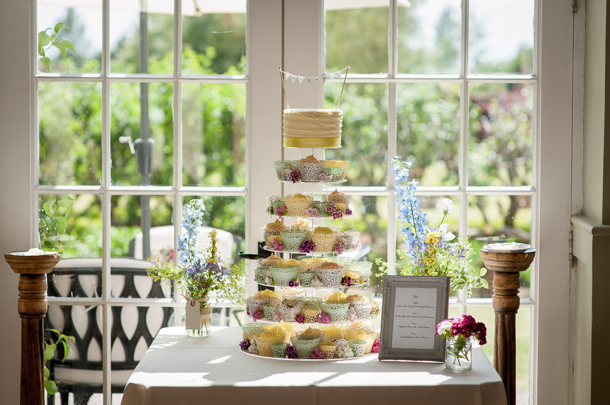 Photograph of Amy and Darrens wedding cake at the Secret garden