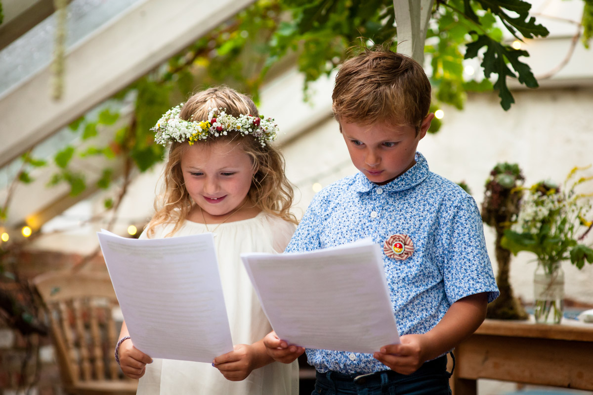 wedding readings by children at rachel and daniels kent wedding at the secret garden