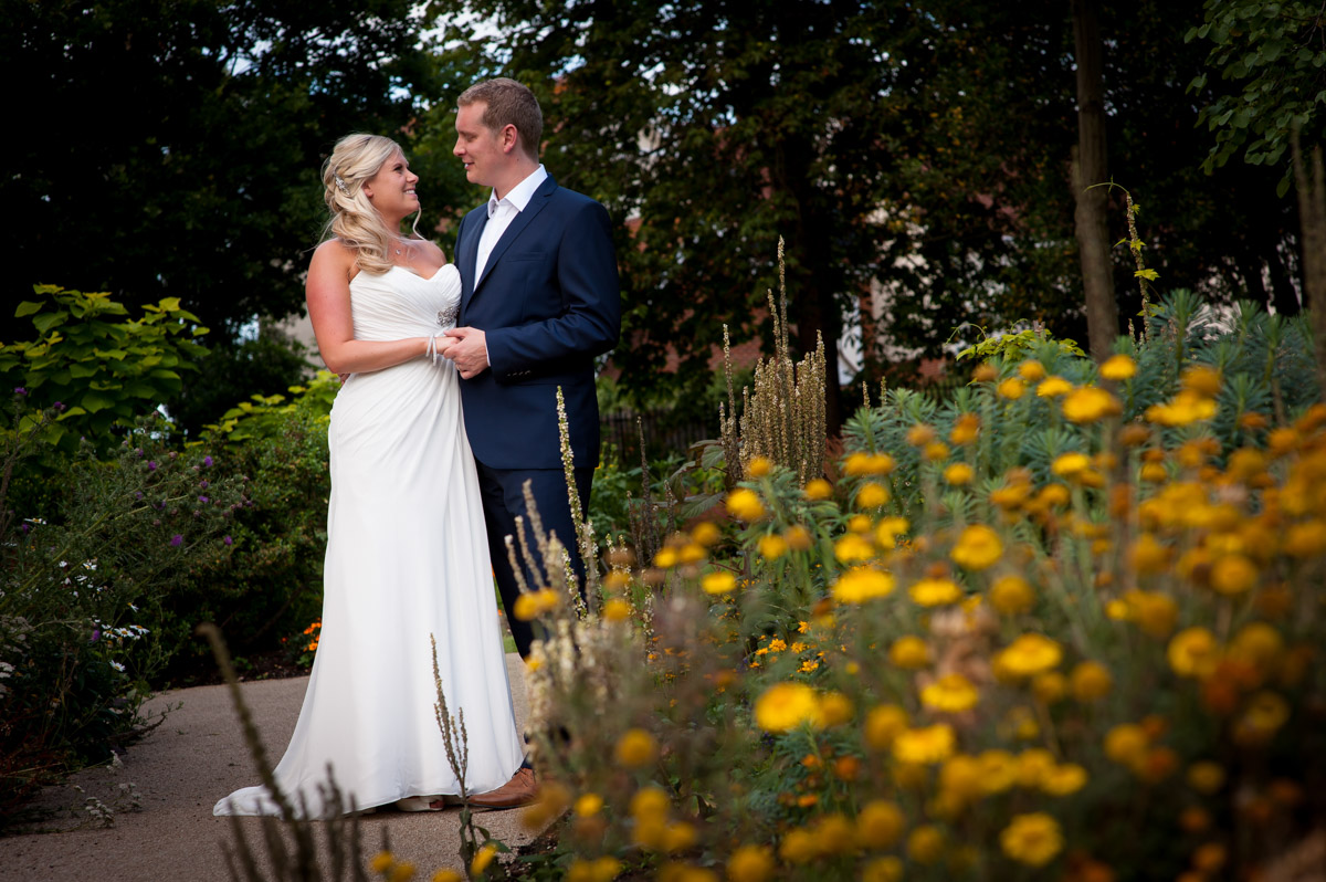 Photograph of Lauren and Jay during their wedding reception at Kent venue whitstable castle