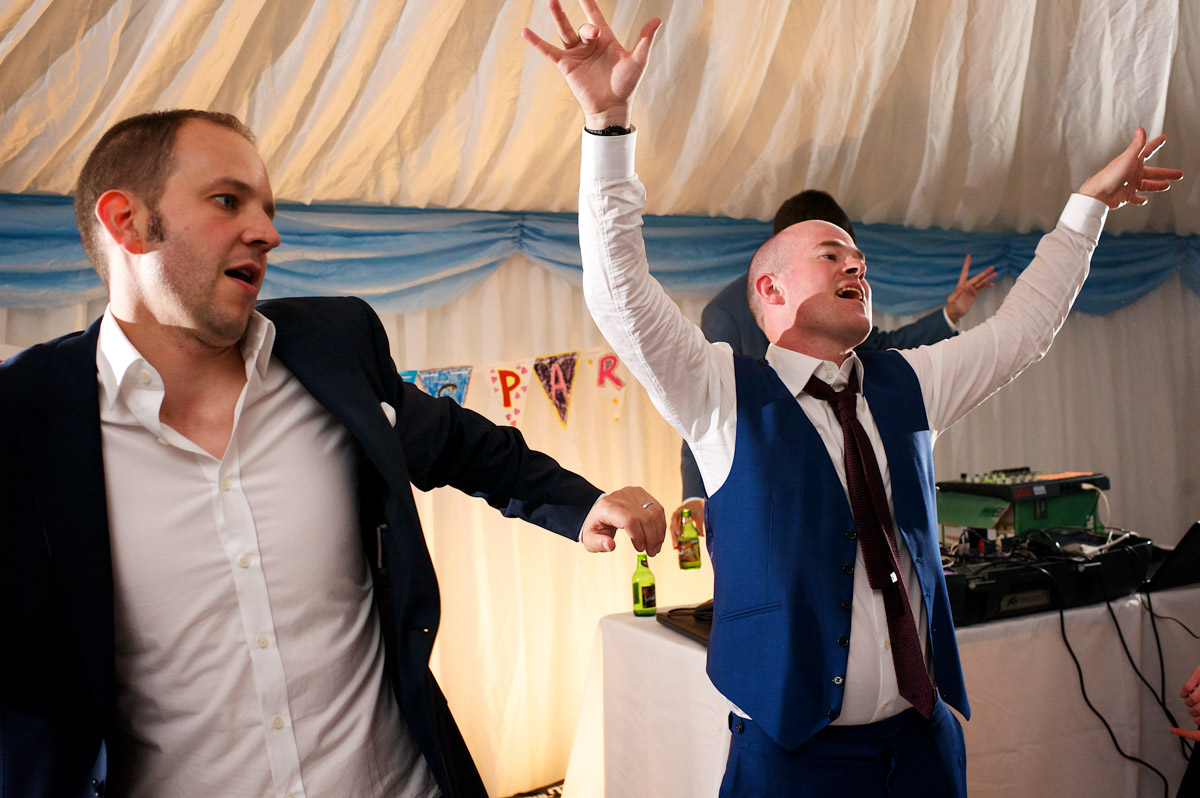 David enjoys the party at his wedding celebration at Spring grove school in Kent