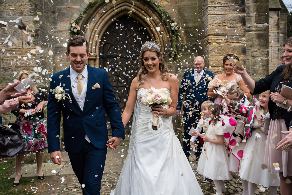 Confetti wedding photograph with Jade and Stuart after their Kilndown church wedding in Kent