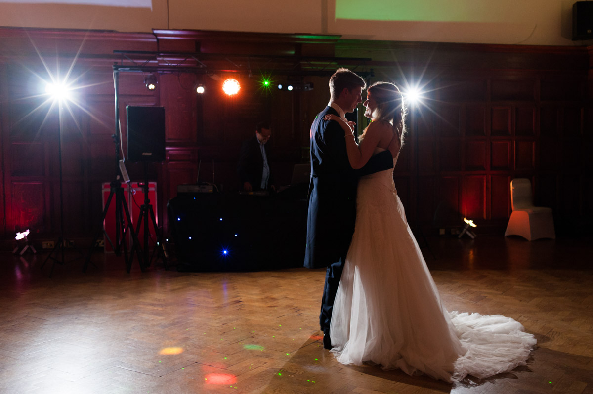 Photograph of Heidi and James during their first dance at The Ward Rooms in Kent