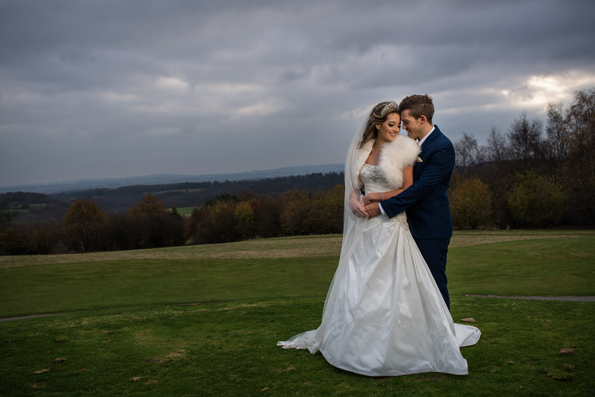 Wedding portrait of jade and Stuart photographed on Dale Hill Golf course in kent