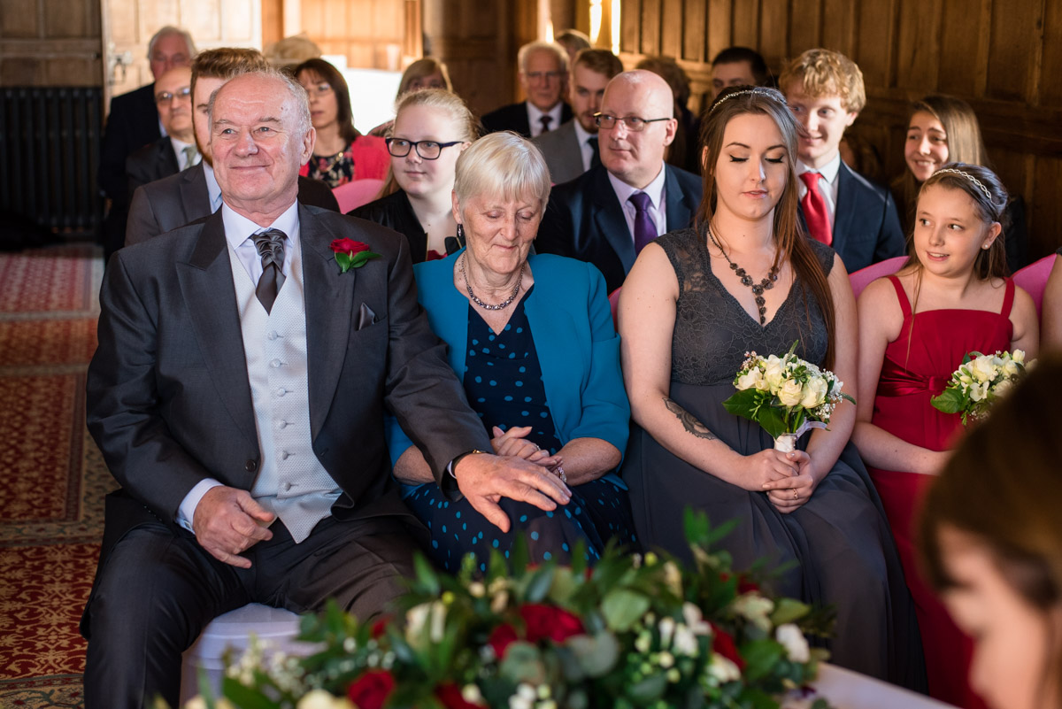 Sue's family are photographed during the ceremony at Lympne castle in Kent