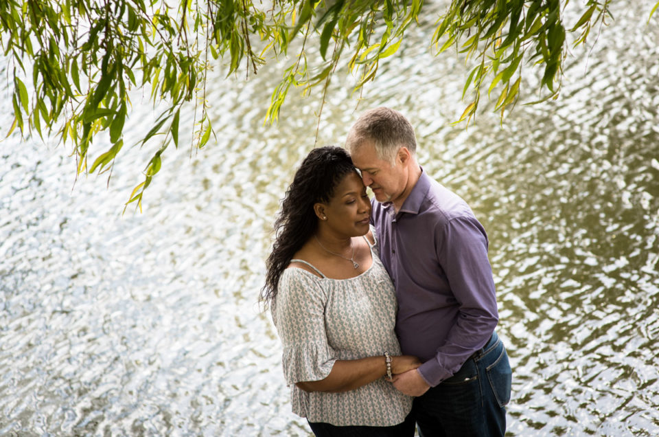 Photograph of Juliet and Darren under willow tree by Hythe canal