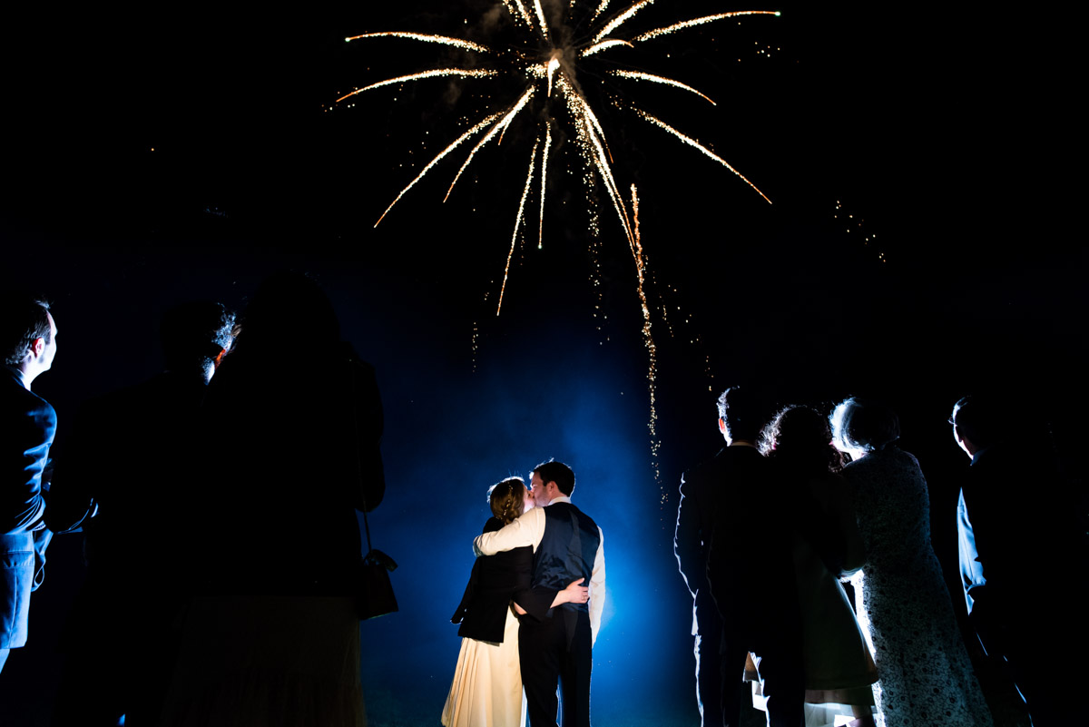 Wedding fireworks photograph at Flora and James reception