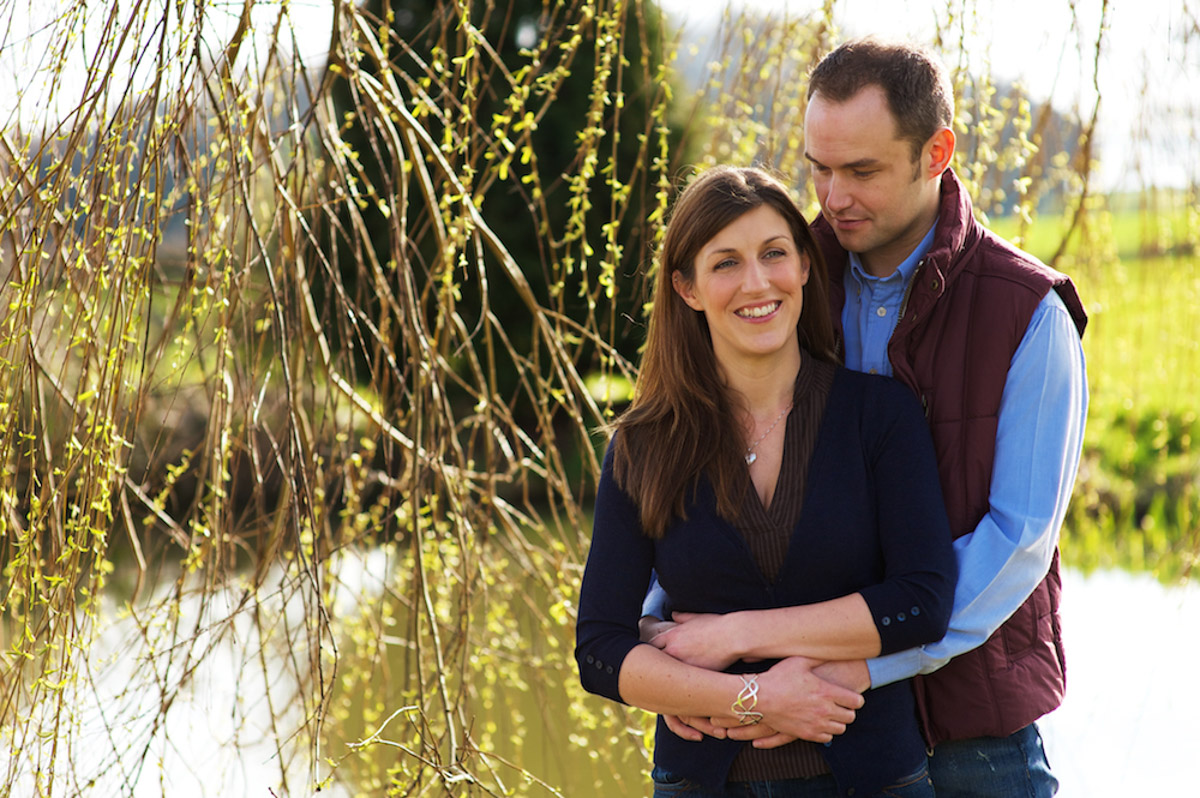 P re wedding photography of Julia and Ryan by the pond