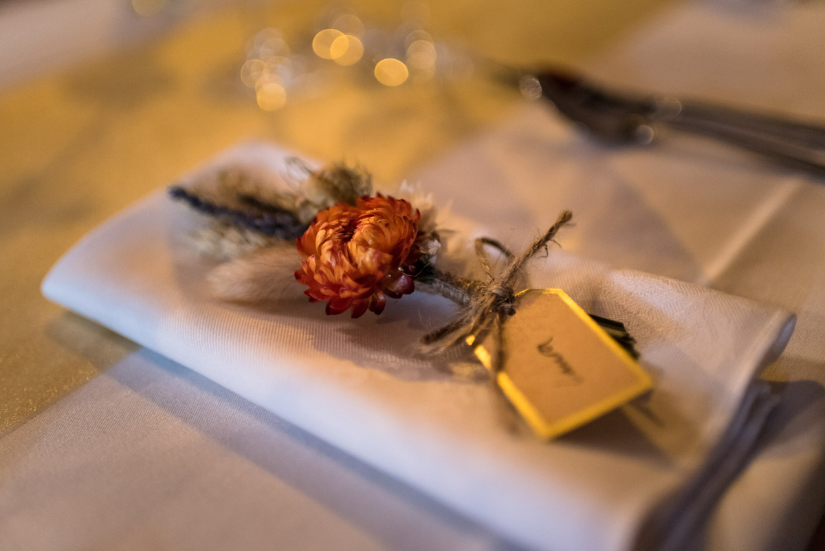 Photograph of wedding favour at chilham village hall in kent