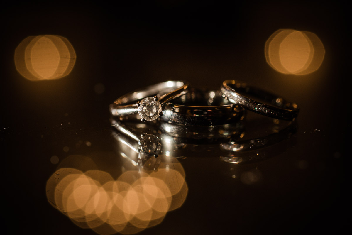 photograph of wedding rings