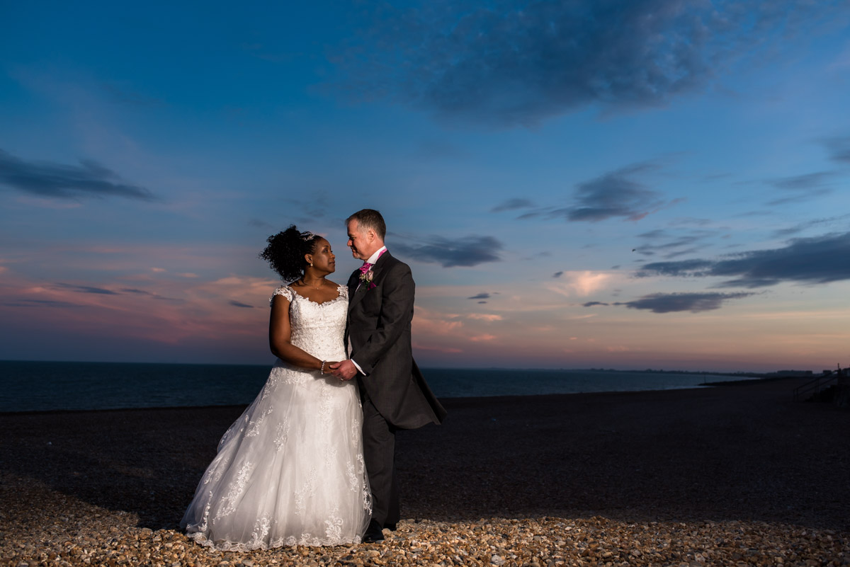 Hythe Imperial wedding photography, Darren and Juliette on the beech