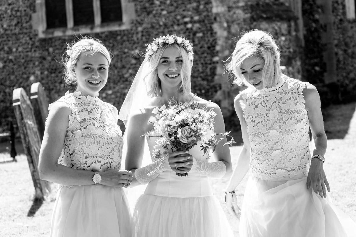 photograph of Anne and her sisters before her Kent church wedding