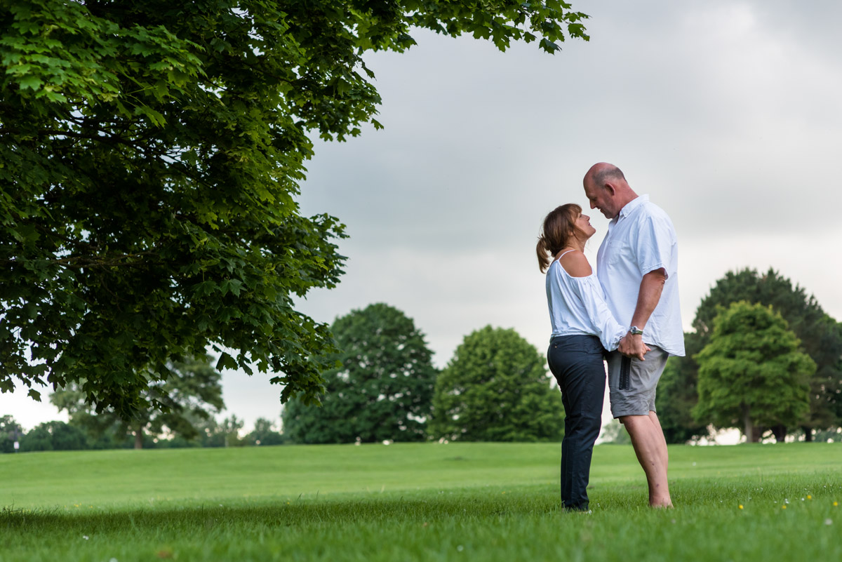 Photograph of Debbie & Martin at Moat park during their pre wedding photography session