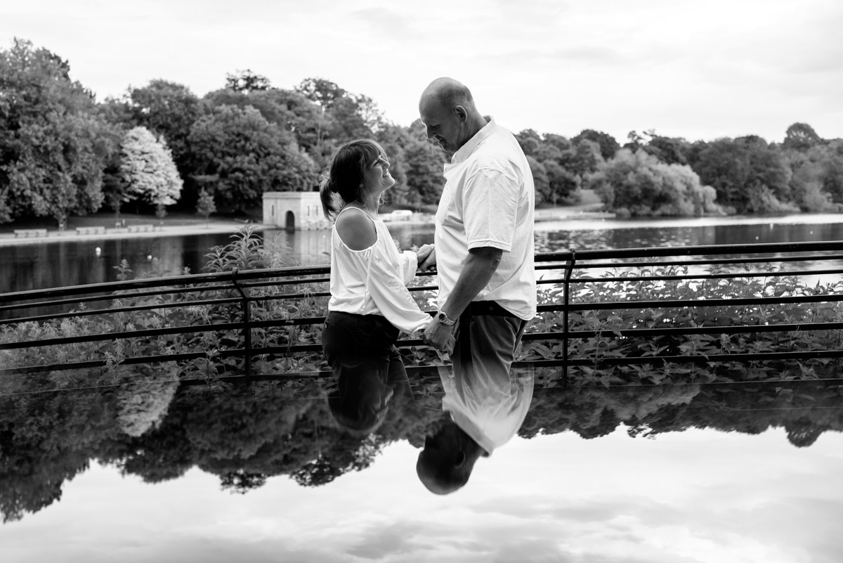 A photograph of Debbie and Martin opposite Moat parks lake in kent