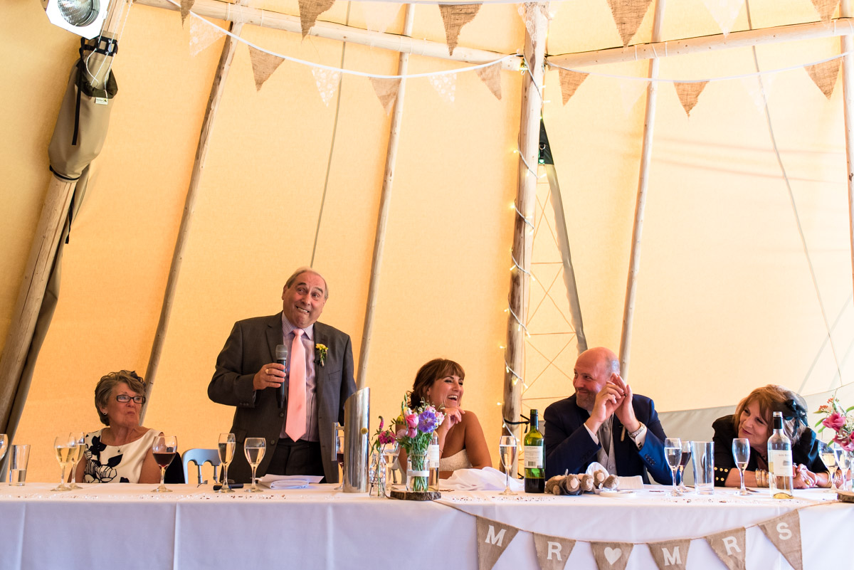 Photograph of the speeches inside the The Garden Yalding Tipis