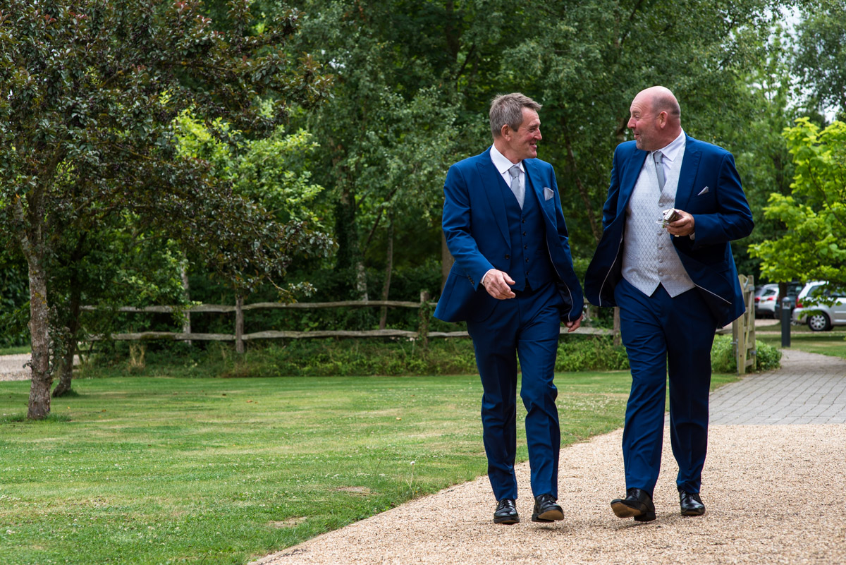 Martin and his best man before his wedding to Debbie at the Gardens Yalding in Kent