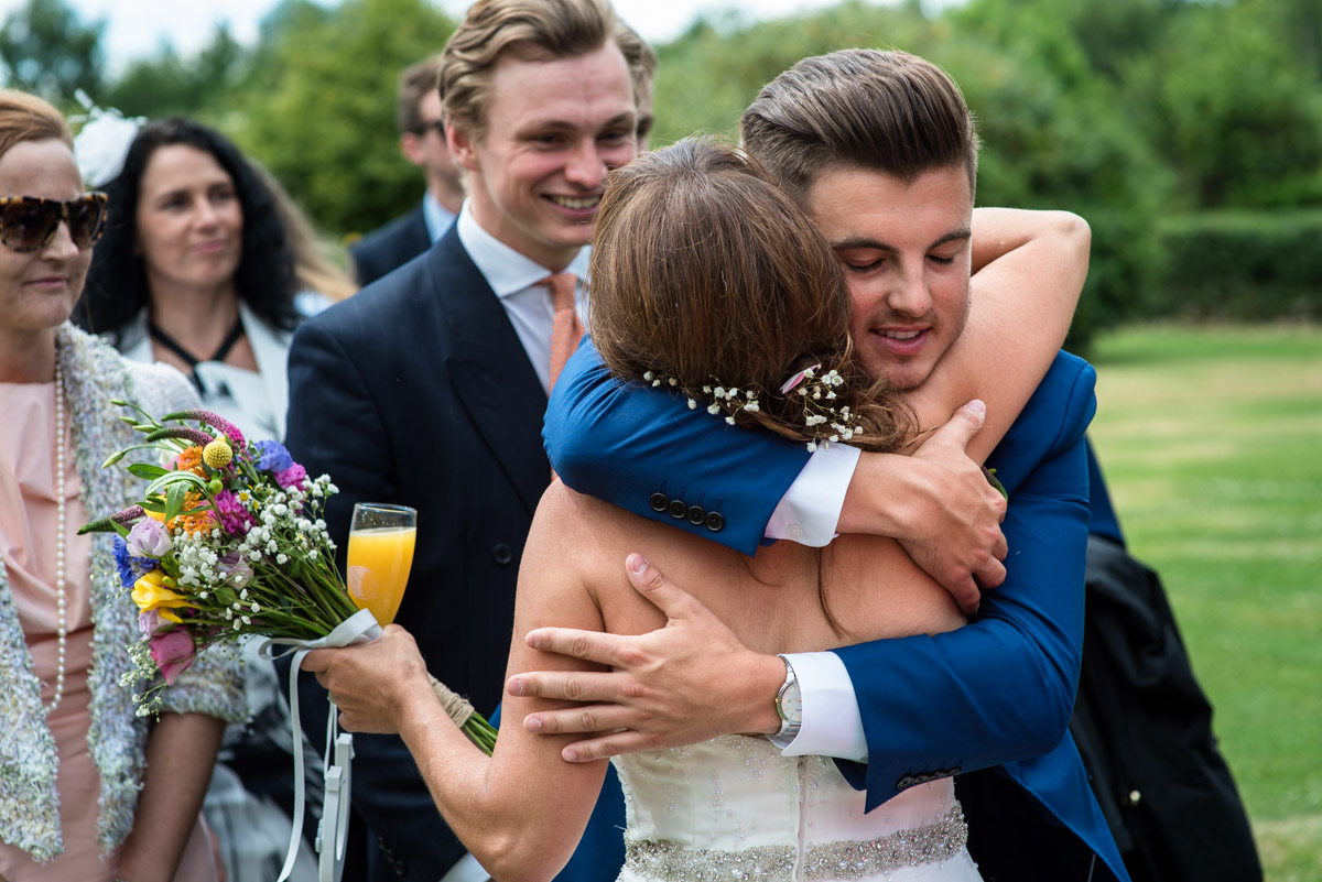 Debbies son congratulates her after her wedding ceremony in Kent