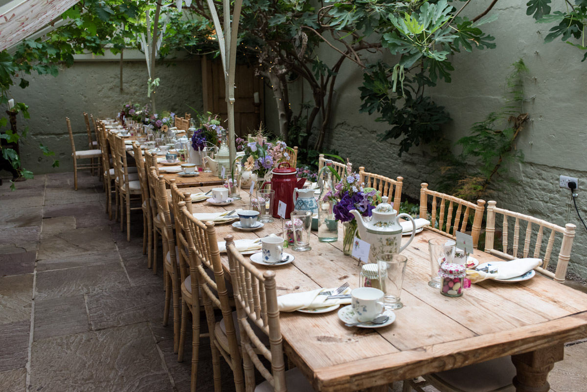 Photograph of table in the Glass House on Kate and Johns wedding day