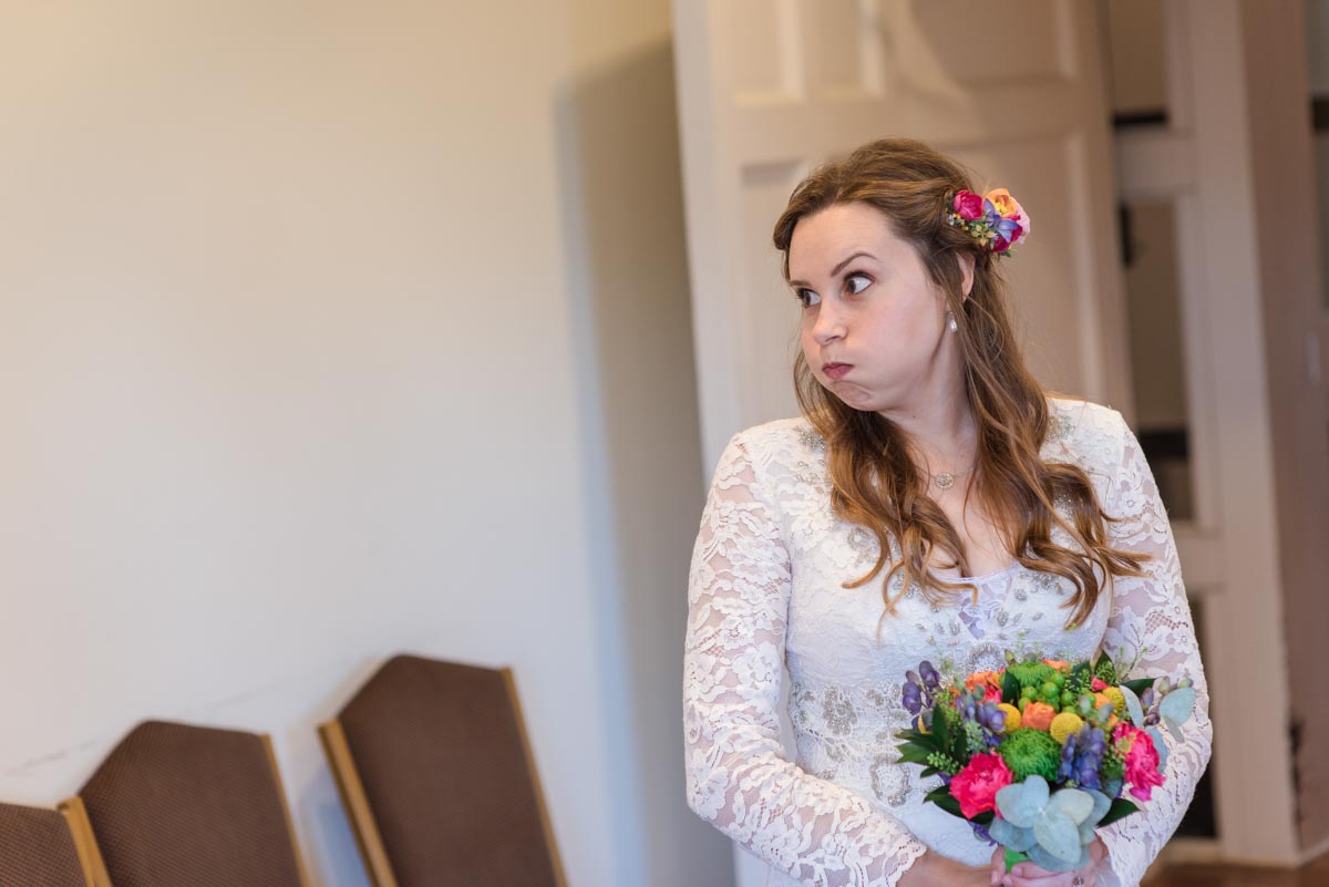 Photograph of Alex before her Danson House wedding in Kent
