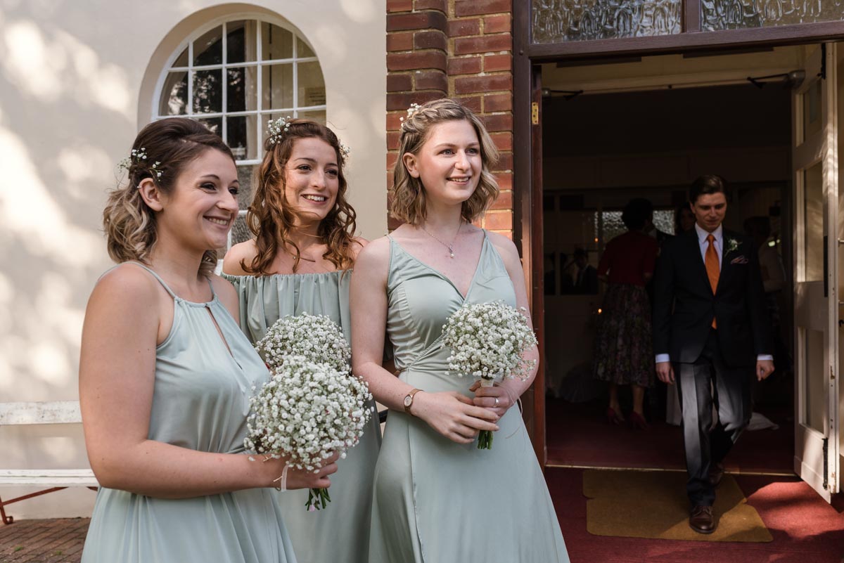 Bridesmaids photographed together at Claire and Stefans wedding in Broadstairs