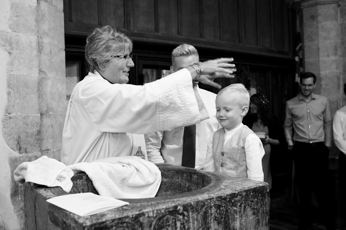 Photograph of Harry being Christened in Kent church