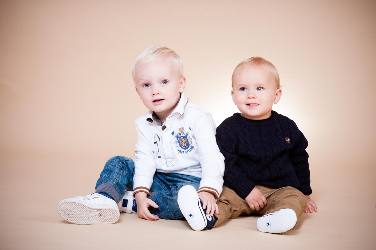 Studio portrait photograph of Harry and Jake as toddlers