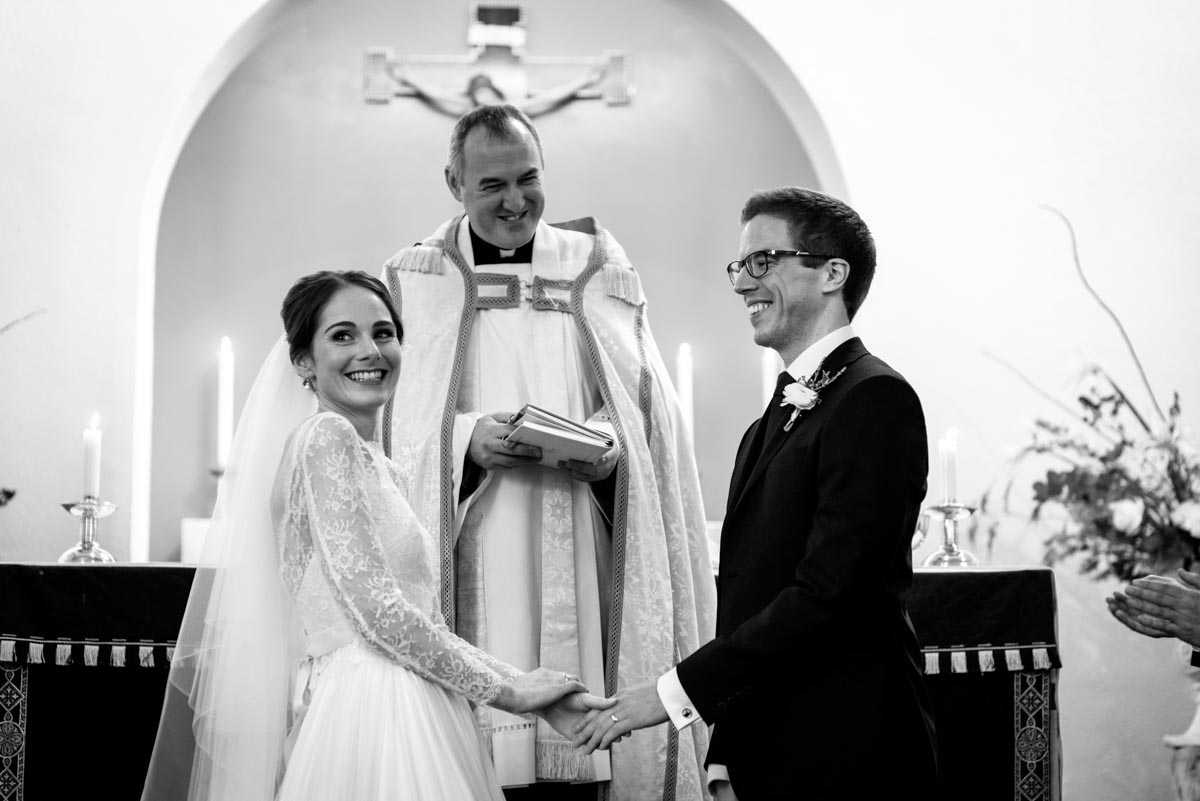 Kent wedding photographer in Yorkshire church photographs bride and groom after taking vows