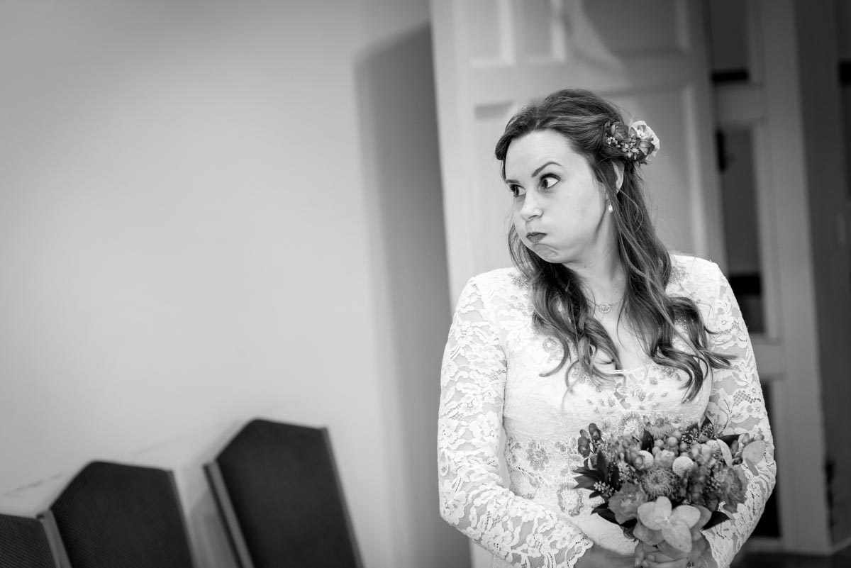 A nervous bride before her wedding