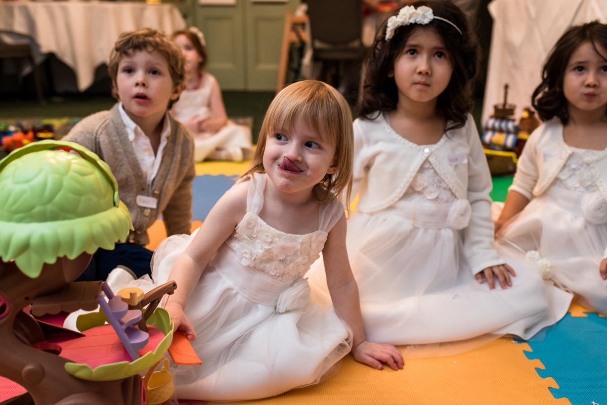 Children in creche at Jo and Grahams Chilston park hotel wedding in Kent