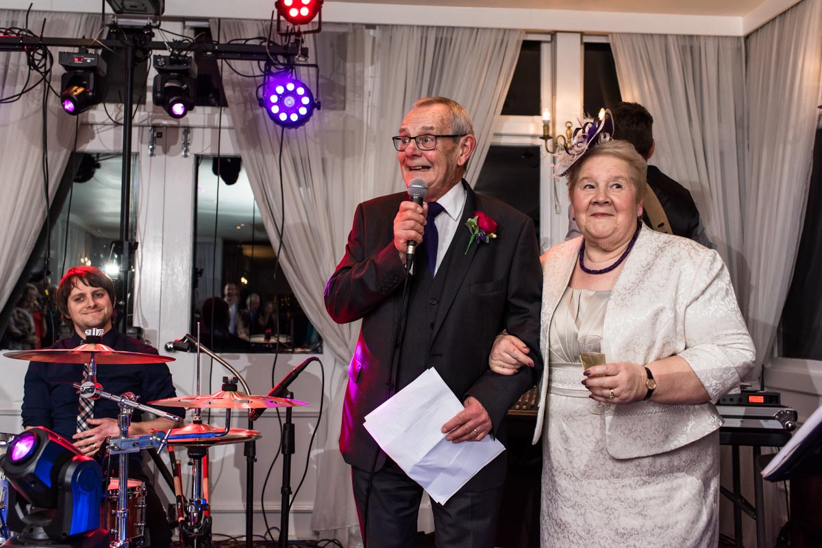 Graham and Jo photographed making a speech at chilston park hotel in kent