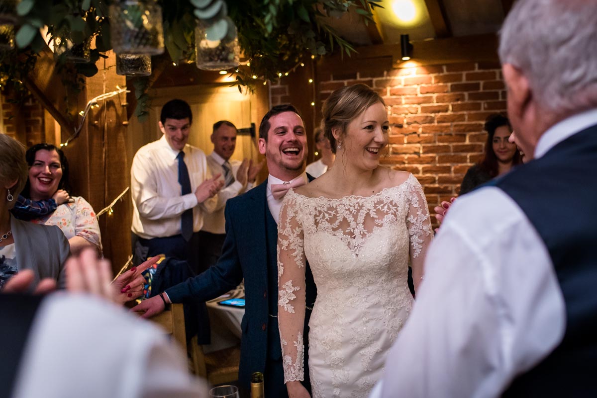 Photograph of Rebecca and Stephen at their Ferry House Inn reception