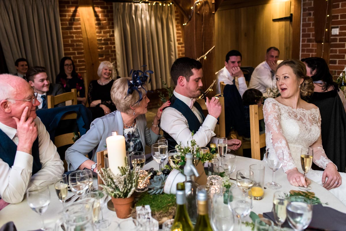 Photograph of top table at ferry House Inn winter wedding