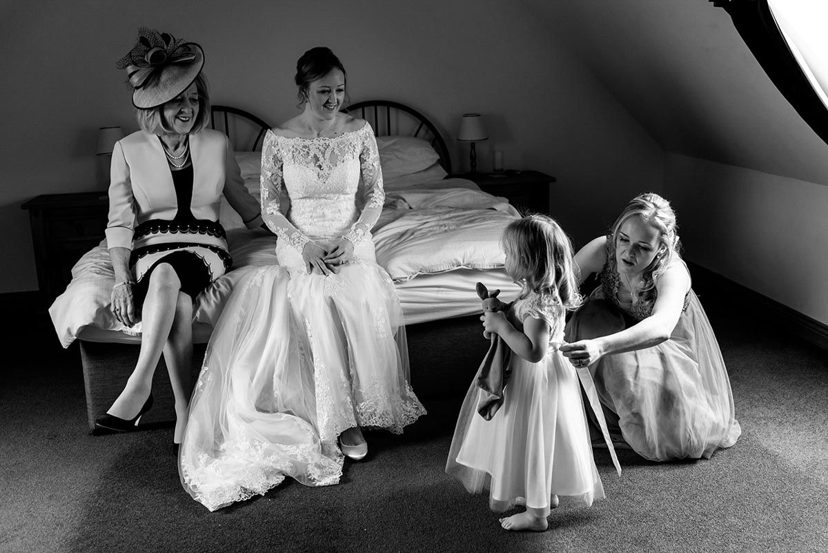 Black and white photograph of Rebecca and her family before her Kent wedding